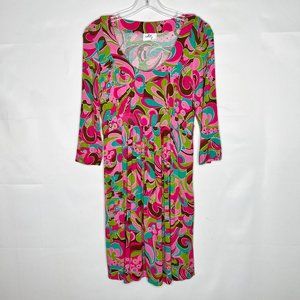 Milly of New York Dress sz M Retro Inspired Colorful Floral Psychedelic